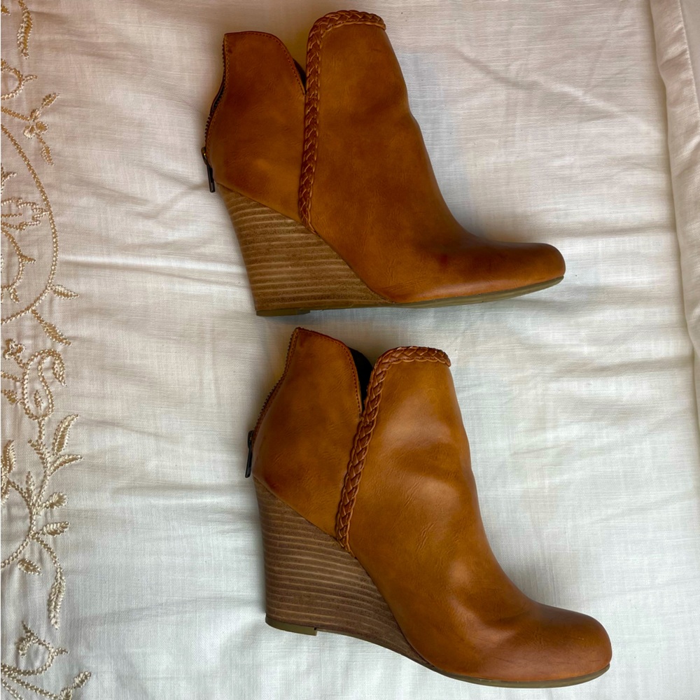Report Camel Booties with Braided Accents